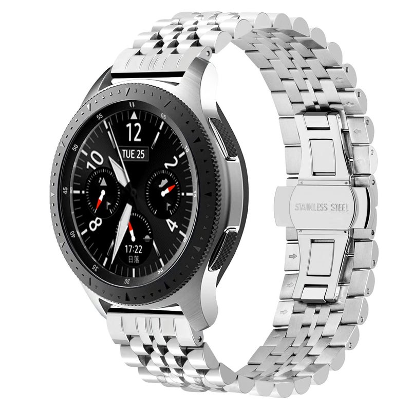 Kai Tian Watch Band Compatible for Samsung Galaxy Watch Bands 46mm Quick Release 22mm Stainless Steel Watch Bands for Galaxy Watch Gear S3 Frontier, Classic Smart Watch Bracelet Silver - Image 1